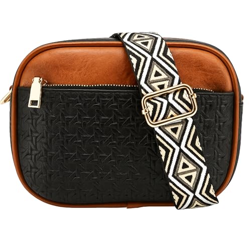 Image of ITALISH Women Leather Crossbody Sling Bag in Geometric Pattern