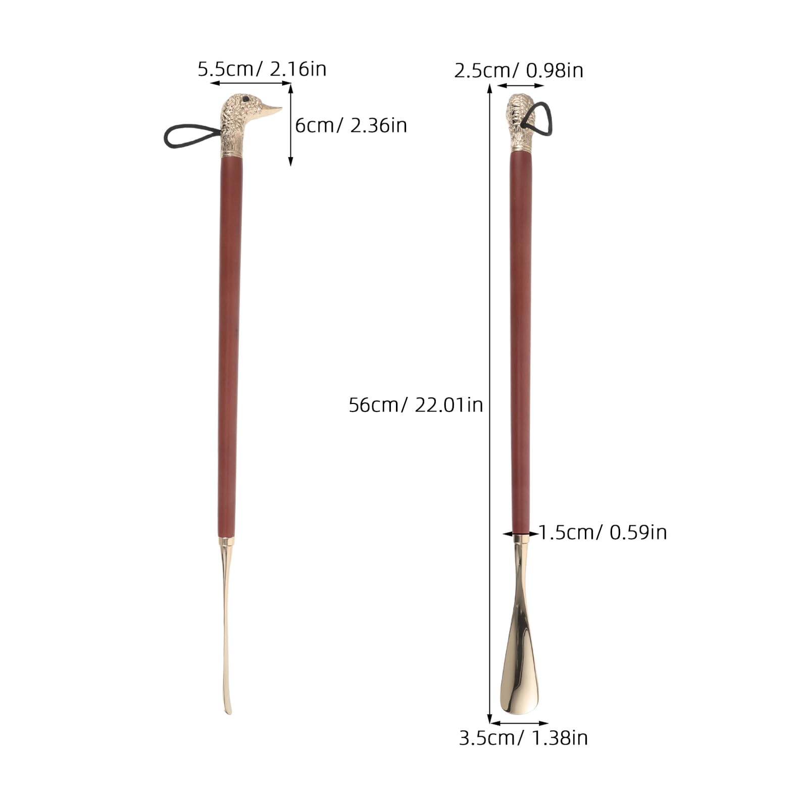 Calzador de Mango Largo 56cm Cabeza de Animal de Metal