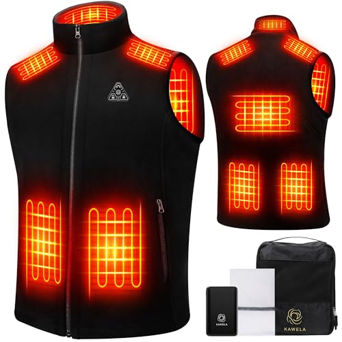 Heated Vest for Men with Battery Pack, Lightweight Soft Fleece Electric Vest with 8 Heating Zones for Hunting Hiking