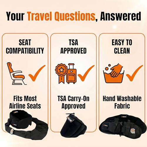Image of 3-in-1 Airplane Sleep Support System - Integrated Plane Sleeping Accessories with Memory Foam Long Haul Flight Pillow, Adjustable Travel Eye Mask, and Blanket-Like Body Sling - Fits in Carry On