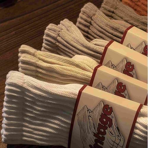Image of DAUCO 4 Pairs 98% Cotton Socks for Men Women Crew Seamless Fall Slouchy Socks
