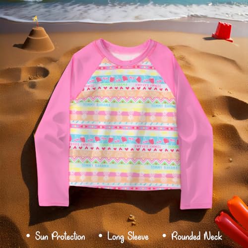 Tommy Bahama Girls 2-Piece Swimsuit Set, Long-Sleeved Rash Guard and Bikini Bottoms, Quick-Drying Swimwear for Kids2