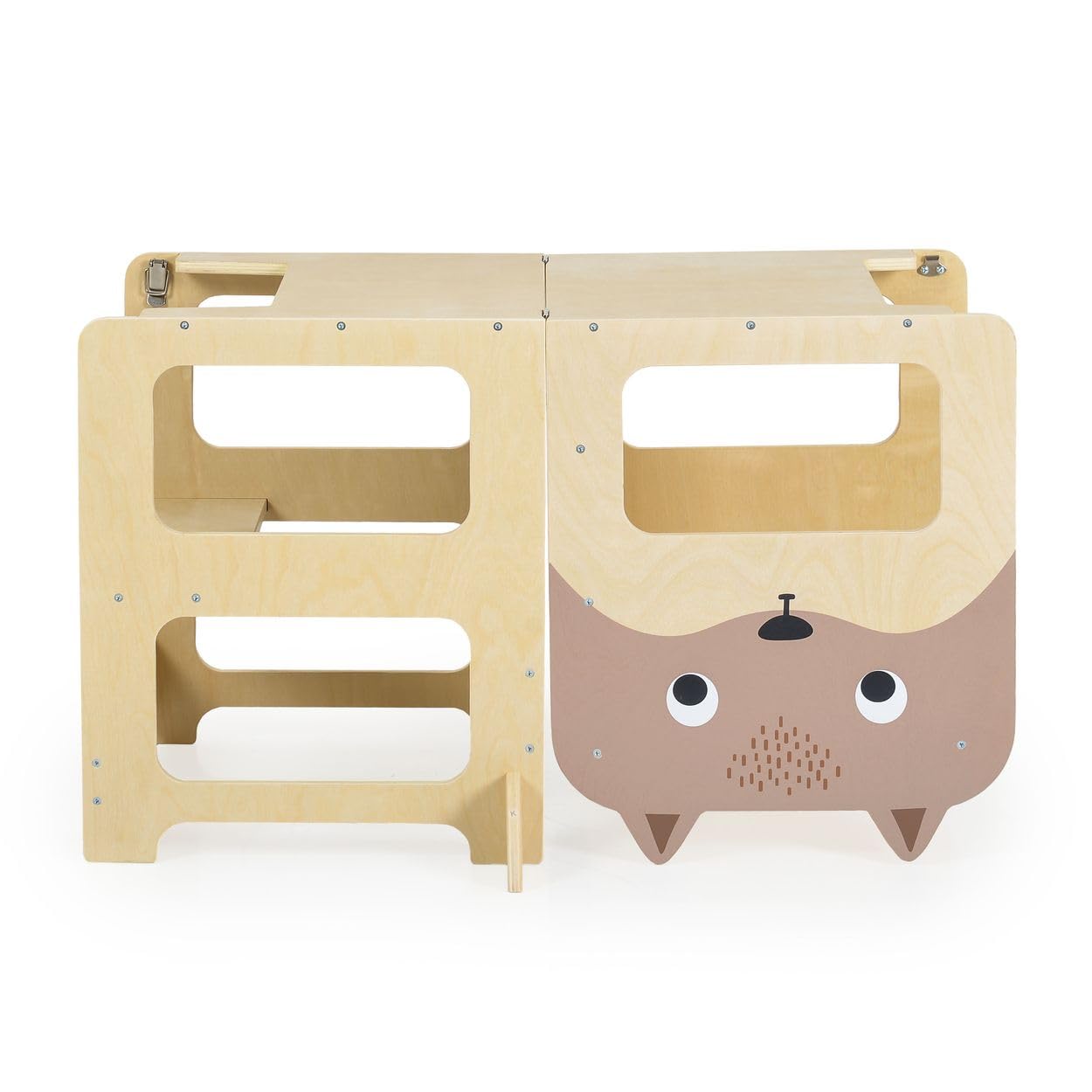 Moni Kinder Holz-Lernturm 3 in 1 24446 Schreibtisch Bank Zeichentafel Stehhilfe, Farben:braun