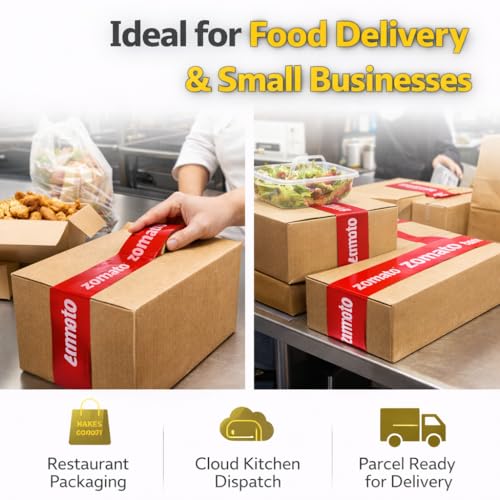 Image of Zomato Food Packing Tape (1 Inch X 65 Meter in | Pack of 12