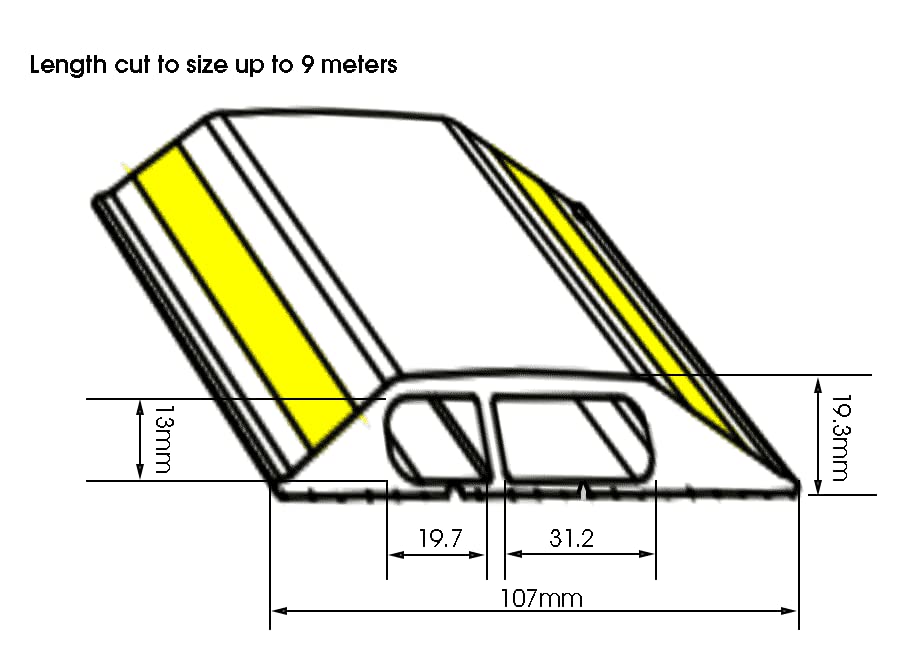 Allcam F6CP 1m Floor Cable Cover/Cable Protector with Two 13mm-tall Channels and Hi Vis yellow Stripes - Image 4