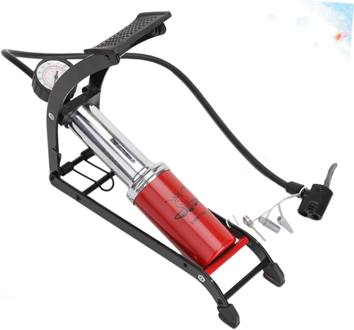 Portable High-Pressure Foot Pump Tire Floor Pump Mini Bike Pressure Gauge for Cars Bikes