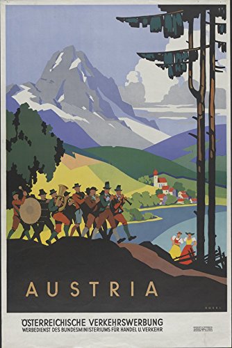 Poster Vintage Autriche Kosel Art Deco A2 en Bois Multicolore