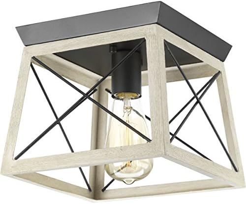 Briarwood Collection Whitewashed One-Light Farmhouse Flush Mount Ceiling Light