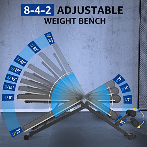Barwing 10-7-4-3 Weight Bench Adjustable Exercise | 800 Lb Heavy Incline Decline Bench Press For Home Gym More Stable And Posture Adjustments | 5 Min Easy Assembly Foldable Training Lifting Bench | Dragon Flag Handle For Abdominal Arm Workout #TOP1