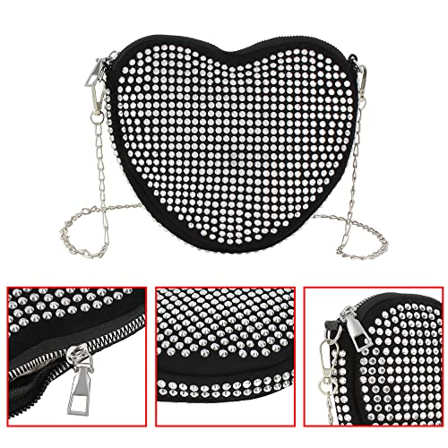 Women's Small Rivets Cross Body Heart Shape Satchel Purse Handbag Fashion Shoulder Chain Bag3