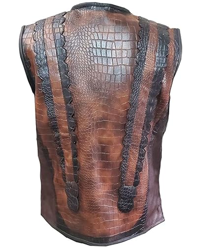 Mens Crocodile Brown Leather Vest | Crocodile Leather Vest2