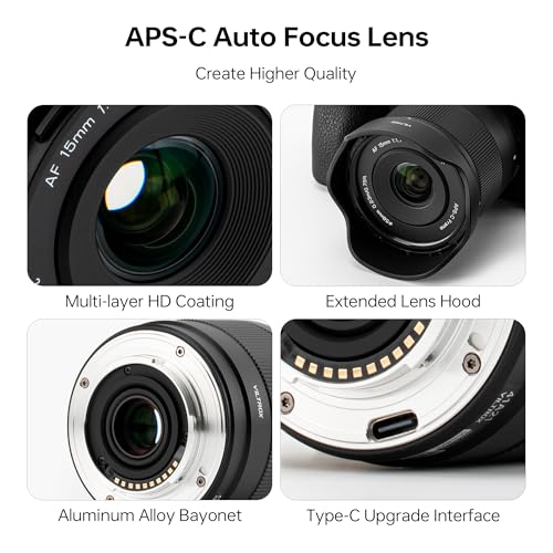 Image of VILTROX AF 15mm F1.7 Air E Lens for Sony E Mount, f /1.7 Large Aperture APS-C Auto Focus Prime Lens Compatible with Sony E-Mount Mirrorless Cameras ZV-E10 II EV10 a6700 a6600 a6400 a7c ii a7rv a7iii