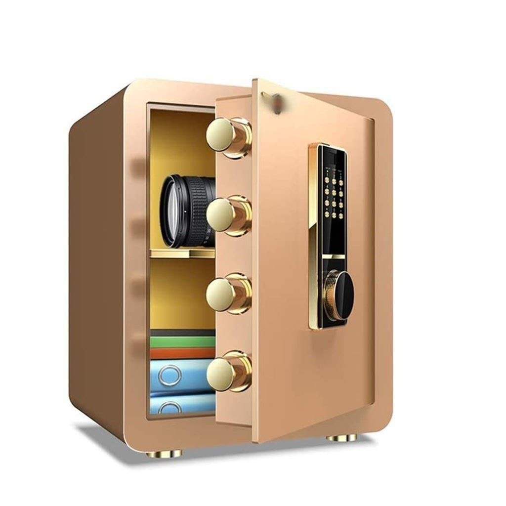 LIFEIYAN Safe Box, Electronic Safes Deposit Box, Small And Medium-sized All-steel Office Home Anti-theft Lock Box, Cash, Jewelry Strongbox,Gold smart home safe