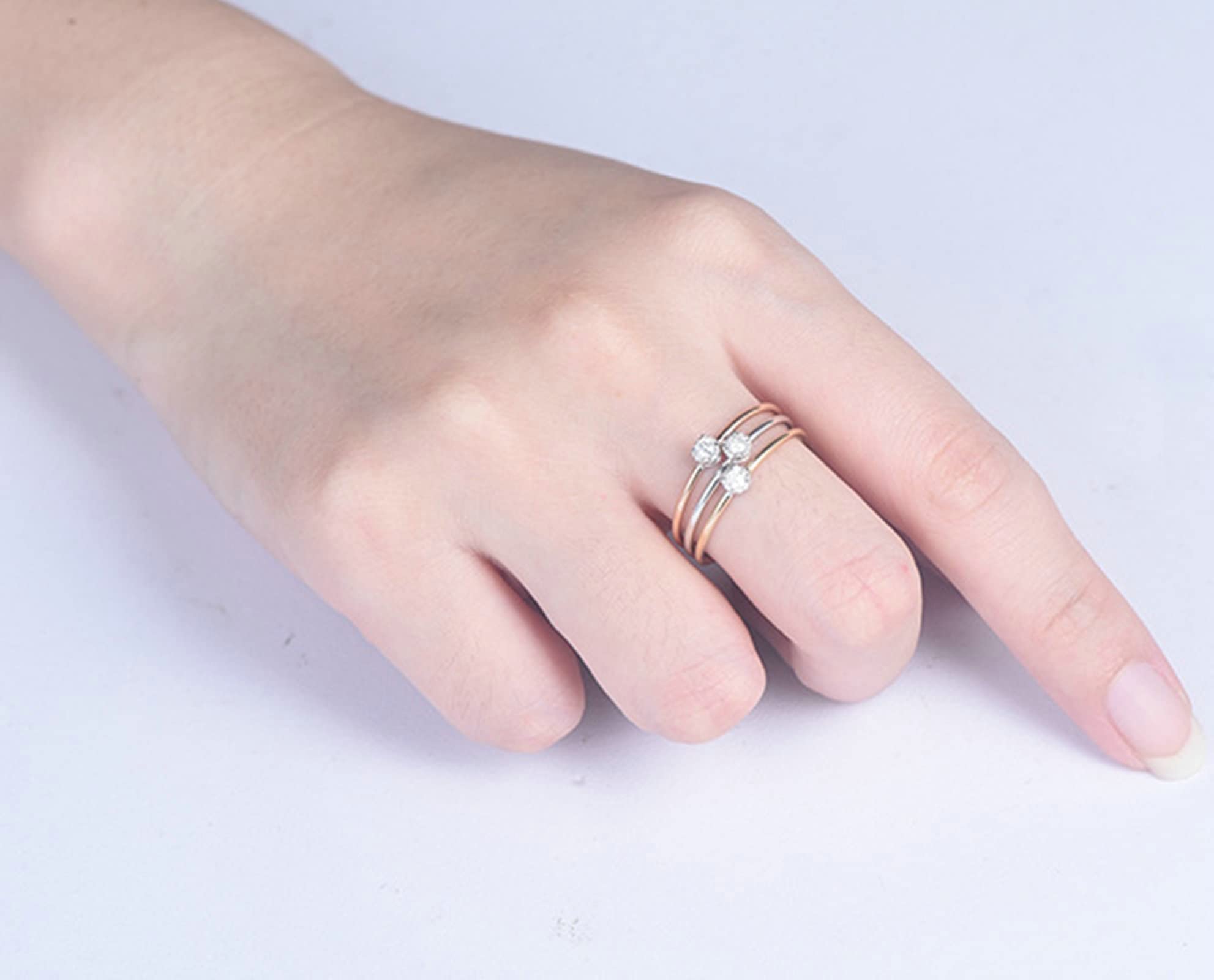 KnSam Mujer Anillo, Estilo Clásico 18 K Oro Amarillo Diamante Anillo De Bodas Oro