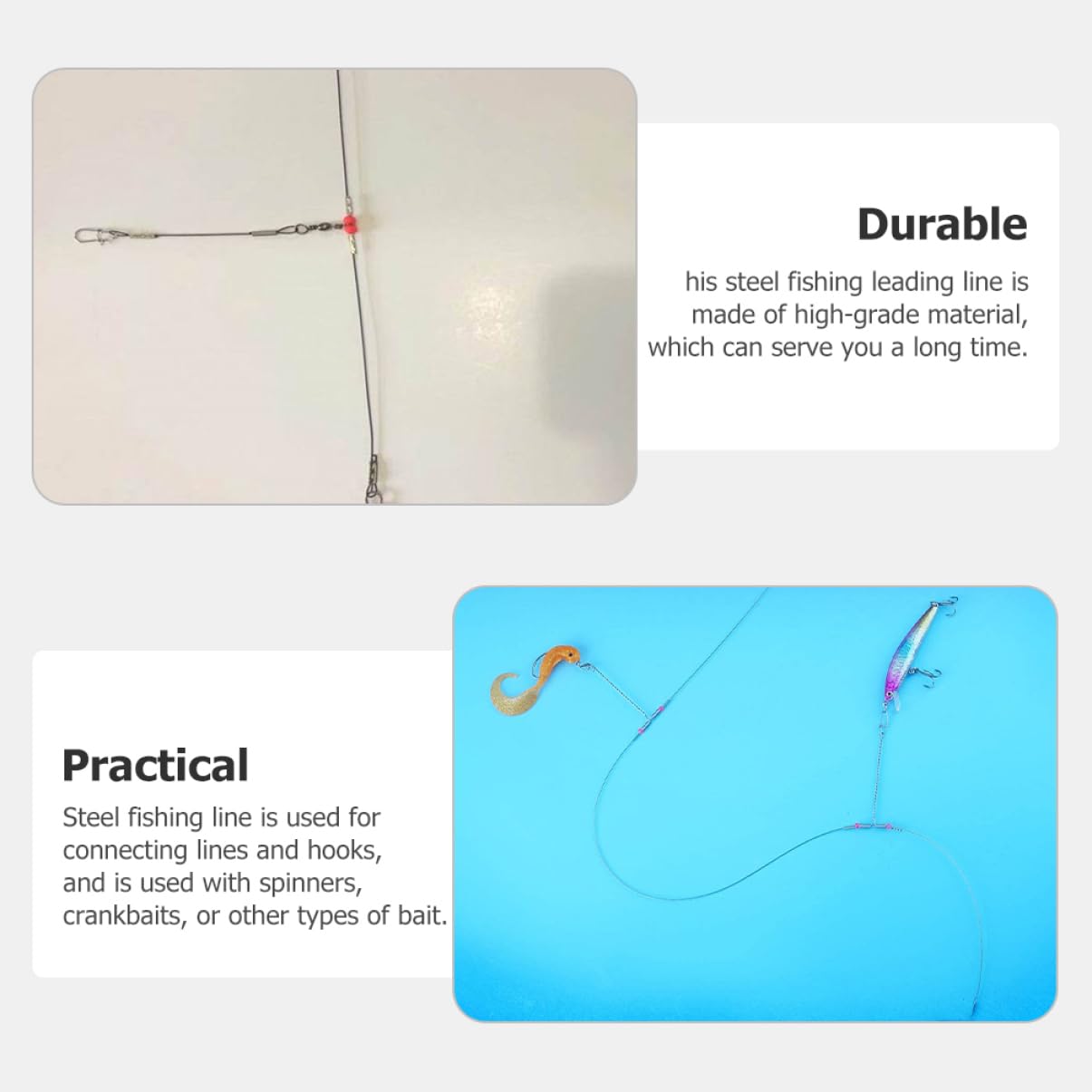 Toddmomy Lot De 5 Bas De Ligne De Pêche Pratiques Pour Leurres Rotatifs Deau Douce Haute Résistance Robustes Et Faciles À Nouer 10 Pièces X 5
