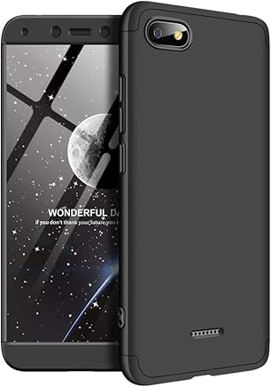 BCIT Xiaomi Redmi 6A Funda Funda Xiaomi Redmi 6A 360 Grados Integral para Ambas Caras + Cristal Templado, Luxury 3 in 1 PC Hard Skin Carcasa Case Cover para Xiaomi Redmi 6A (Negro)
