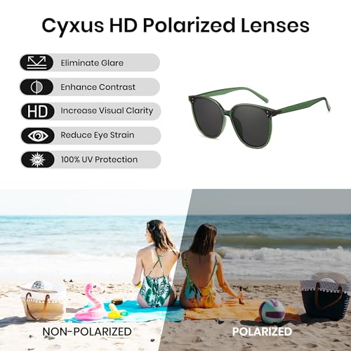 Image of Cyxus Oversized Cat Eye Sunglasses for Women Polarized Lens UV Protection for Beach Music Festivals Shopping 1902