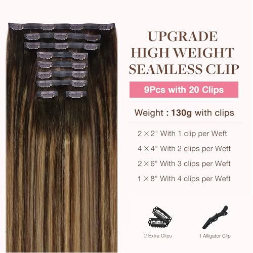 Image of GOO GOO Seamless Clip in Hair Extensions Real Human Hair Remy Extensions