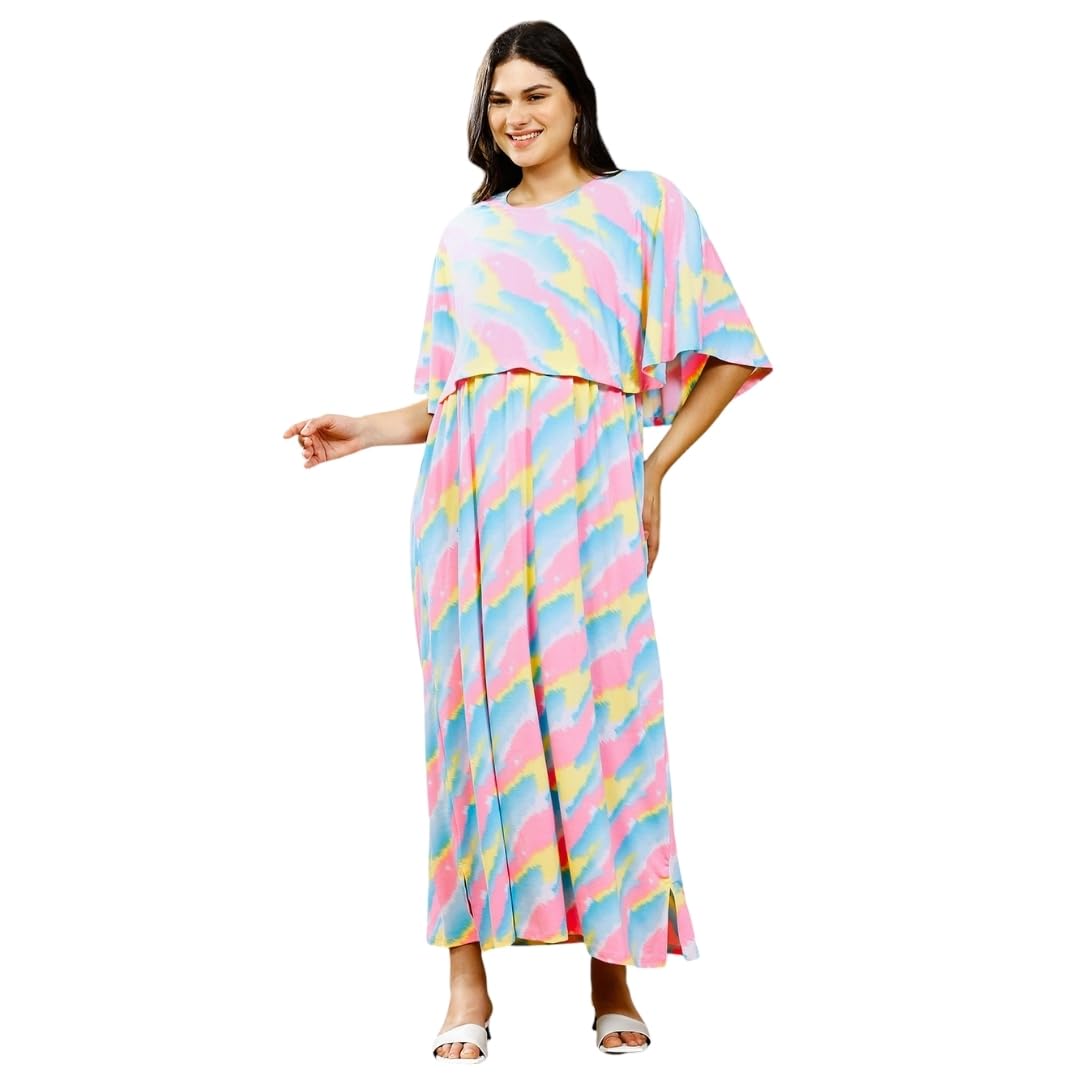 true shape Maternity Gown for Women | Knitted Polyester Zipless Feeding Poncho Night Dress with Attached Cape, Easy Nursing & Convenient Pockets for Pre & Post Pregnancy-picture-24