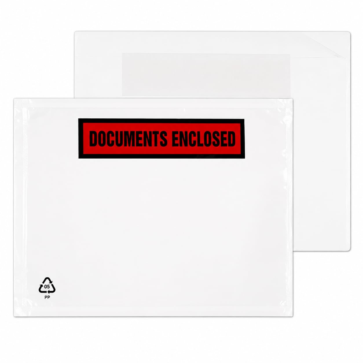 RFE 100 x A6 Printed Document Enclosed Wallets Printed Peel & Seal Clear Plastic Envelopes/Sleeves/Pockets/Wallets | Attach Invoices, Packing Lists & Delivery Notes to Parcels