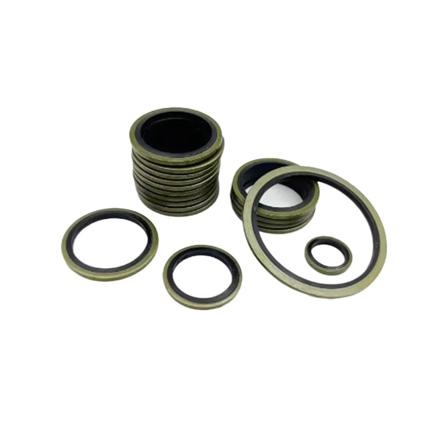 Joint d'étanchéité combiné M4 M5 M6 M8 M10 M12 M14-M60, joint de bouchon de vidange d'huile en caoutchouc métallique collé(M24,50Pcs)