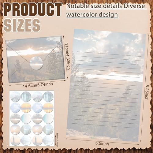 Image of TaoBary 160 Pcs Scenic Nature Stationery Paper and Envelopes Set