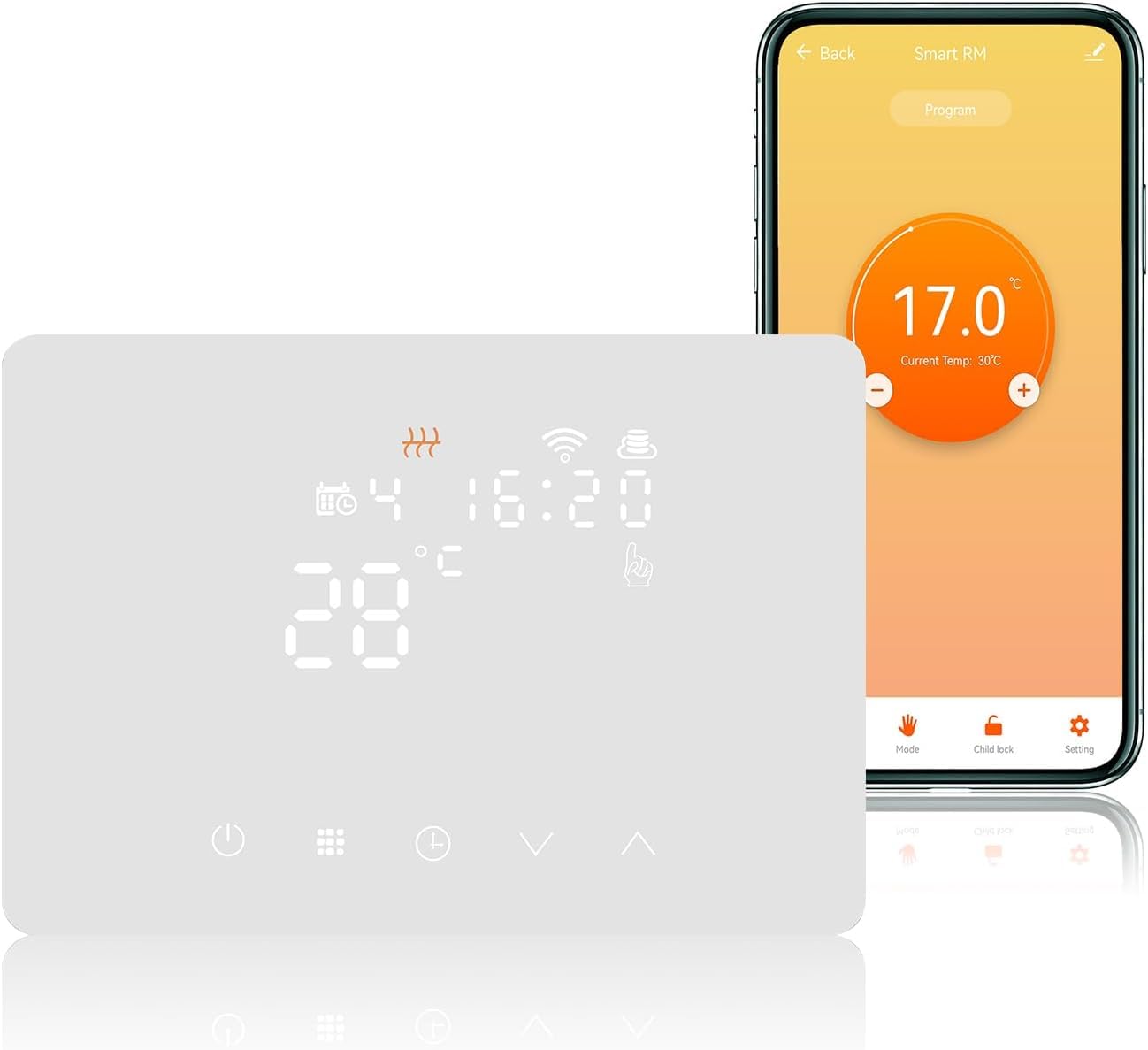 Termostato Caldaia WiFi Programmabile 220V 5A Alexa Compatibile, Cronotermostato Caldaia Digitale Intelligente 503 da Parete, Tuya/Smart Life App Controllo, Contatto Secco, (BIANCO)