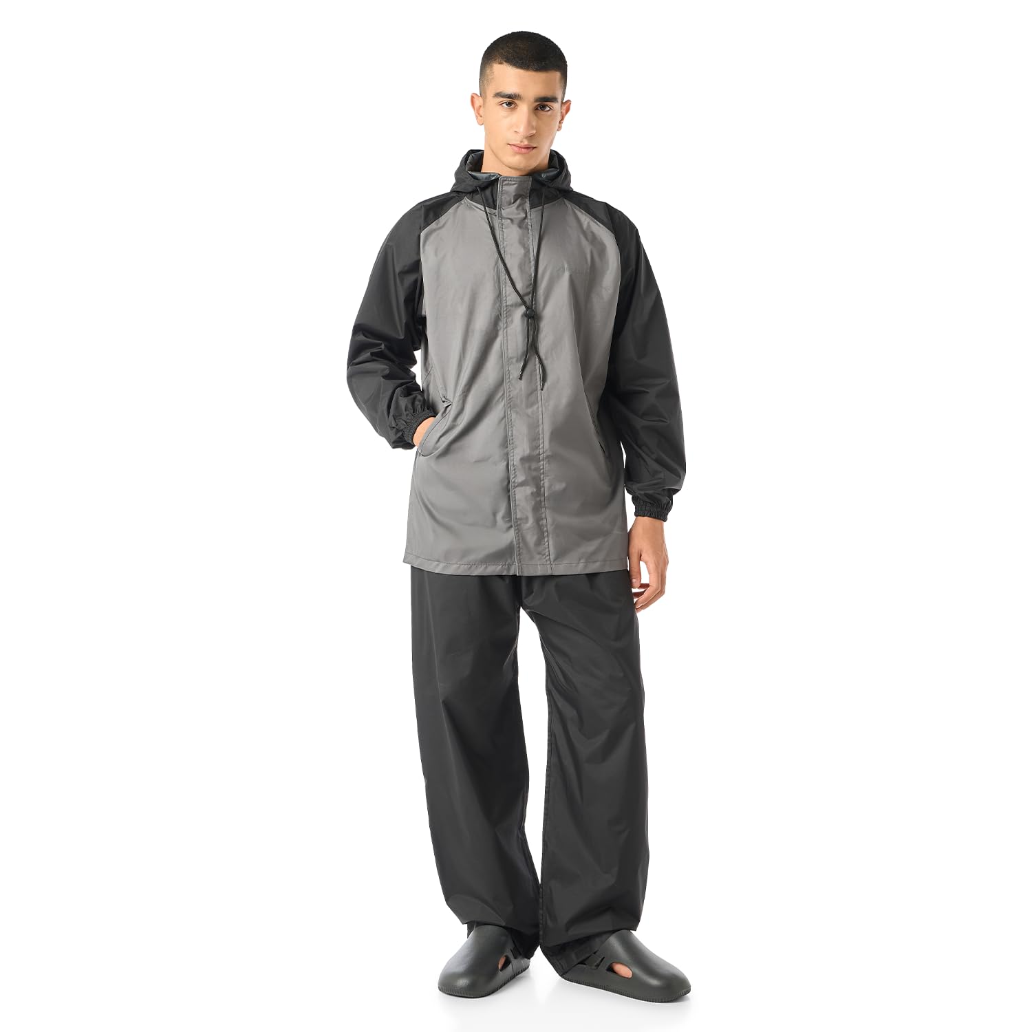 Rain Coat For Men Waterproof With Pant Unisex Raincoat For Men Set Raincoat For Women Top & Bottom Combo Easy Adjustable Rain Coat Waterproof Bike Riding Poly PVC Guardian Grey XL-XXL-image-3