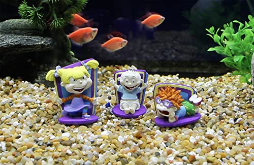 Image of Penn-Plax Rugrats 3-Piece Aquarium Decoration Bundle - Includes Tommy, Chuckie, and Angelica Resin Ornaments for Fish Tanks- Small