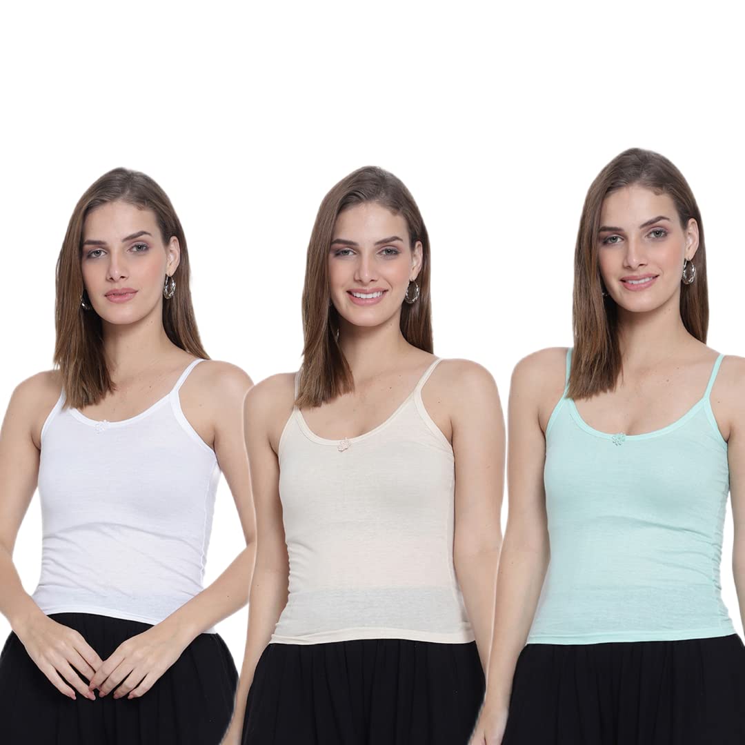 sky heights Women Pure Cotton Short Length Camisole/Spaghetti Combo (Pack of 3)-picture-52