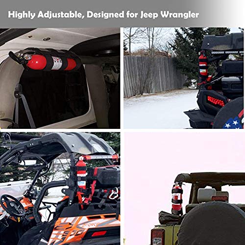 Adjustable Roll Bar Fire Extinguisher Holder 3 lb for All Series of Jeep Wrangler Fire Extinguisher Holder,for ATV/UTV Fire Extinguisher Mount, for Jeep Bracket Fire Extinguisher Mount