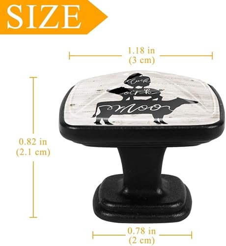 Miniatura 4 de 4 pomos para gabinete, animales de granja, vaca, pollo, cerdo, cajón, para cocina, armario, baño, tocador, cuadrado (1.18 pulgadas)
