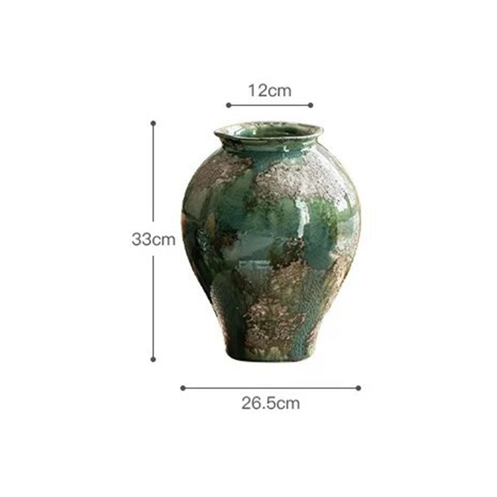 Wazon Na Kwiaty Hydroponiczne Na Blacie, Zielony Wazon Wiejski, Ozdoba Do Wystroju Domu, Salon, Blat, Przedpokój, Podłoga, Ceramika(Size:26.5 * 26.5 * 33CM,Color:Green A1)