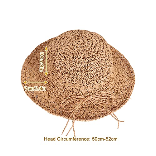 Kids Summer Straw Hat Handmade Bowknot Beach Sun Protection Hats for Girls2