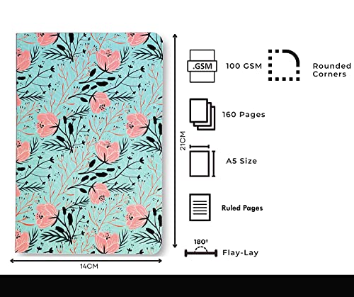Image of BOUND N FOUND 90 GSM A5 Journal: 160 Pages | Ruled | (Flower)