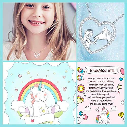 Horse Pendant Necklace for Girls Crystal Heart Pendant Necklaces Jewelry Gifts for Girls Daughter Granddaughter Niece Birthday3