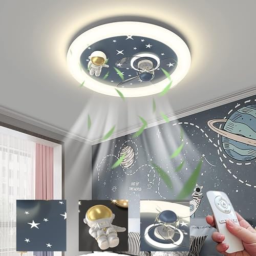 Lustre ventilateur de plafond LED chambre enfant avec télécommande pour air frais et lumière