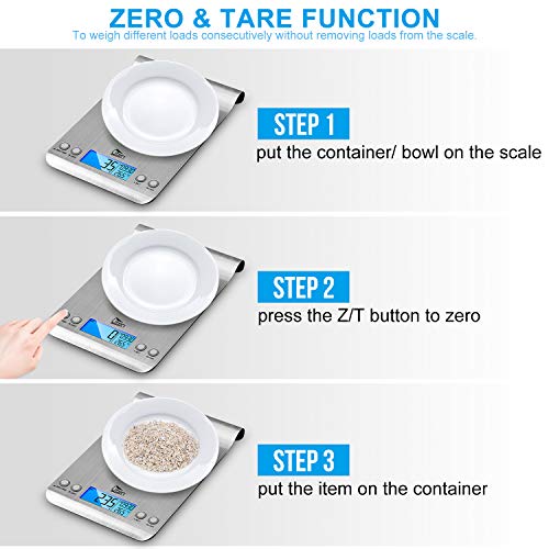 Uten Digital Kitchen Scale Ultra Slim Multifunction Stainless Steel Hook Design Food Scale 11lb 5kg With Back-Lit LCD Display Fingerprint Resistant Coating Battery included