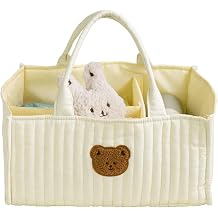 Baby Diaper Caddy Organizer - Cute Bear Water-resistent Nursery Storage Basket for Diapers and Baby Wipes, Diaper Stacker Car Organizer, newborn nursery Gift