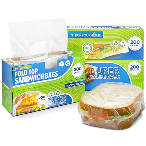 Clear Fold Top Sandwich Bags 800 Count Bulk Disposable Plastic Sandwich Bags with Fold and Close Design for Every Day Use Fold Over Bags for Chefs Restaurants or Caterers Stock Your Home