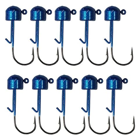Laxygo 10pcs Ned Rig Jig Head Finesse Mushroom Jig Heads for Soft Plastic Bait (Blue, 1/10oz-10pcs) Cover