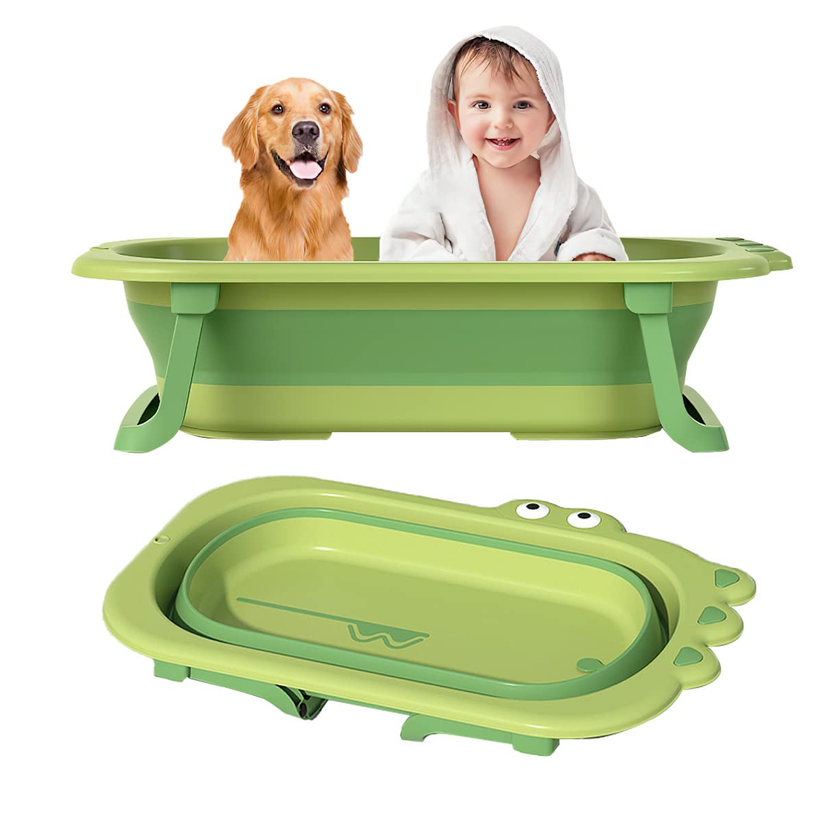Photo 1 of Foldable Pet Bath Tub, Collapsible Bathtub with Multiple Functions for Dog Cat Pets, Portable Travel Bathtub with Drainage Holes for Little Youth and Small Medium Pets