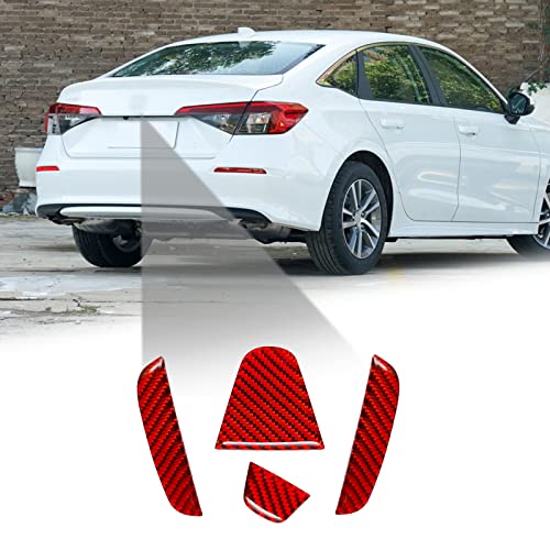 Image of Compatible with Rear Trunk Logo Insert Cover Trim Sticker Carbon Fiber Rear Tailgate Emblem Badge Decoration Sticker for Honda Civic 2022 2023 2024 (4Pcs Red)