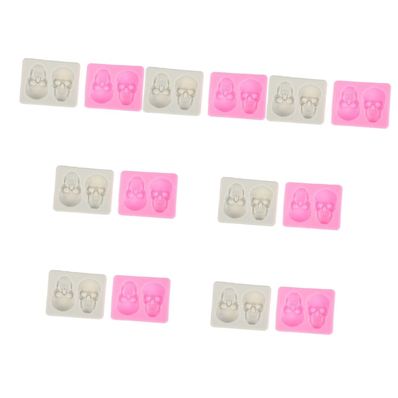 PRETYZOOM 7 Juegos Molde De Calavera Moldes De Duro Moldes De Corazón para Hornear Mini Moldes para Galletas Horneando Bombones Horneado De Halloween Rosa Gel De Sílice 2 Piezas * 7