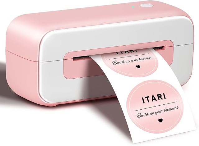 Itari Thermal Printer, 4x6 Shipping Label Printer - USB Label Maker Machine for Postage Barcode for Home Small Business, Compatible with Amazon, Shopify, Ebay, Etsy, Royalmail, DHL, UPS, EMS, Pink