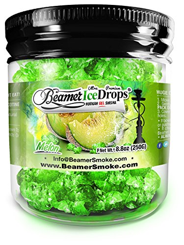 Melon 250G Ultra Premium Beamer Ice Drops Hookah Shisha Smoking Gel. Each Bowl Lasts 2-4 Hours! USA Made, Huge Clouds, Amazing Taste! Better Taste & Clouds Than Tobacco!