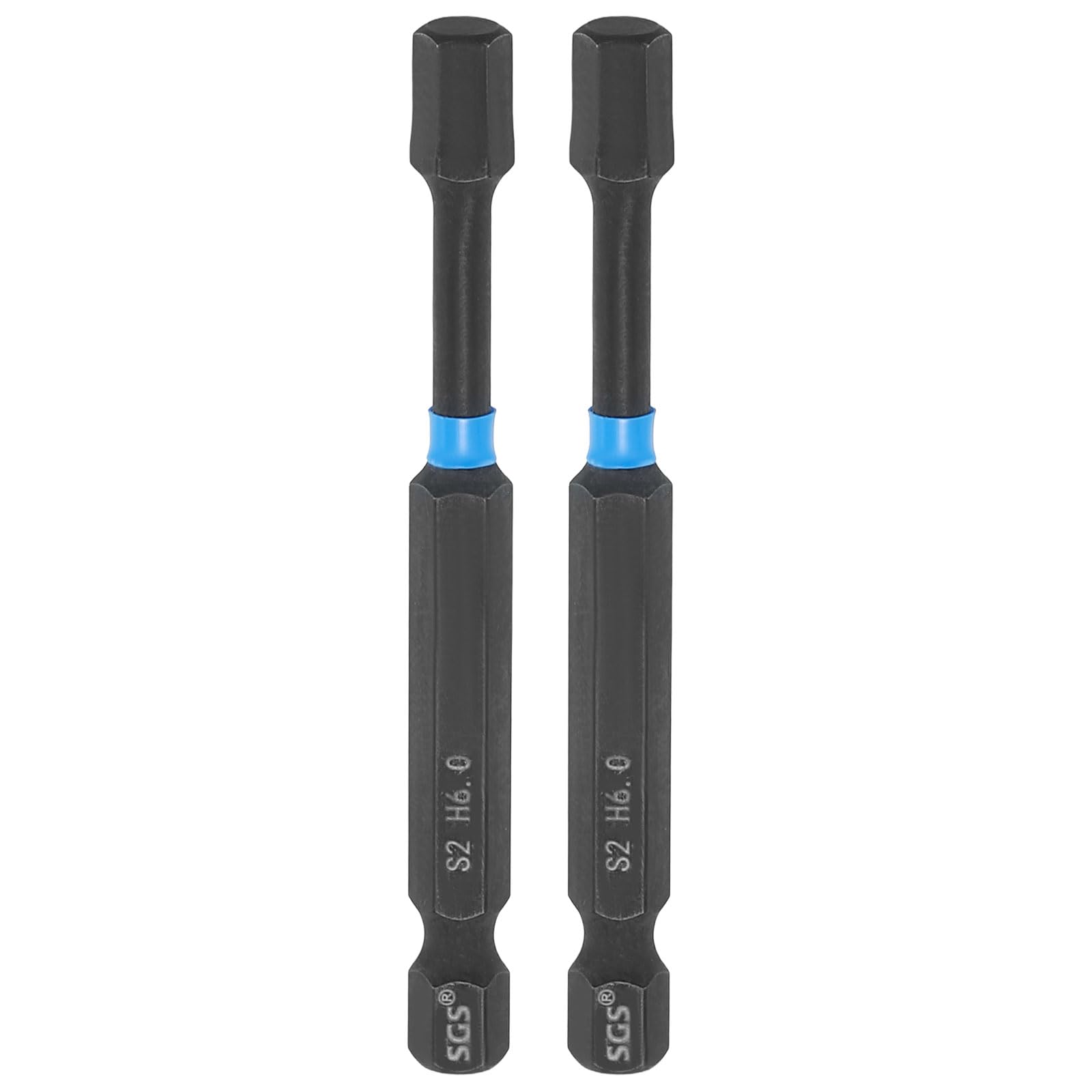 sourcing map 2pcs Hex Head Wrench Drill Bit 6mm(H6) 1/4" Hex Shank 3"(75mm) Length S2 Steel Magnetic Hexagon Impact Drivers Metric Screwdriver Bit