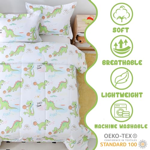 Image of Cute Dinosaur Full Size Bed Comforter Kids Bedding Set