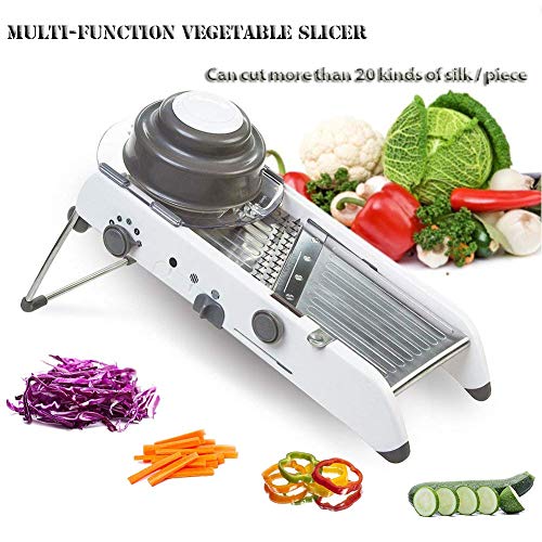 Mandoline Trancheuse, 20 Types de Découpes Multifonctions Réglable Hachoir à Râpe?Coupe-légumes ?Couteau, Râpe, Éplucheur, Julienne et Broyeur ?Manuelle Slicer