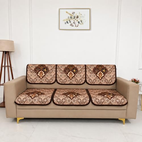Image of Homerz Premium 'Maharaja Paradise Series' Sofa Cover | Net Fabric Sofa Cover | Washable, Anti-Dust Backed & Wrinkle Resistant Cover (Noor Mahal, 3 Seater, Seat Cover with Backrest)